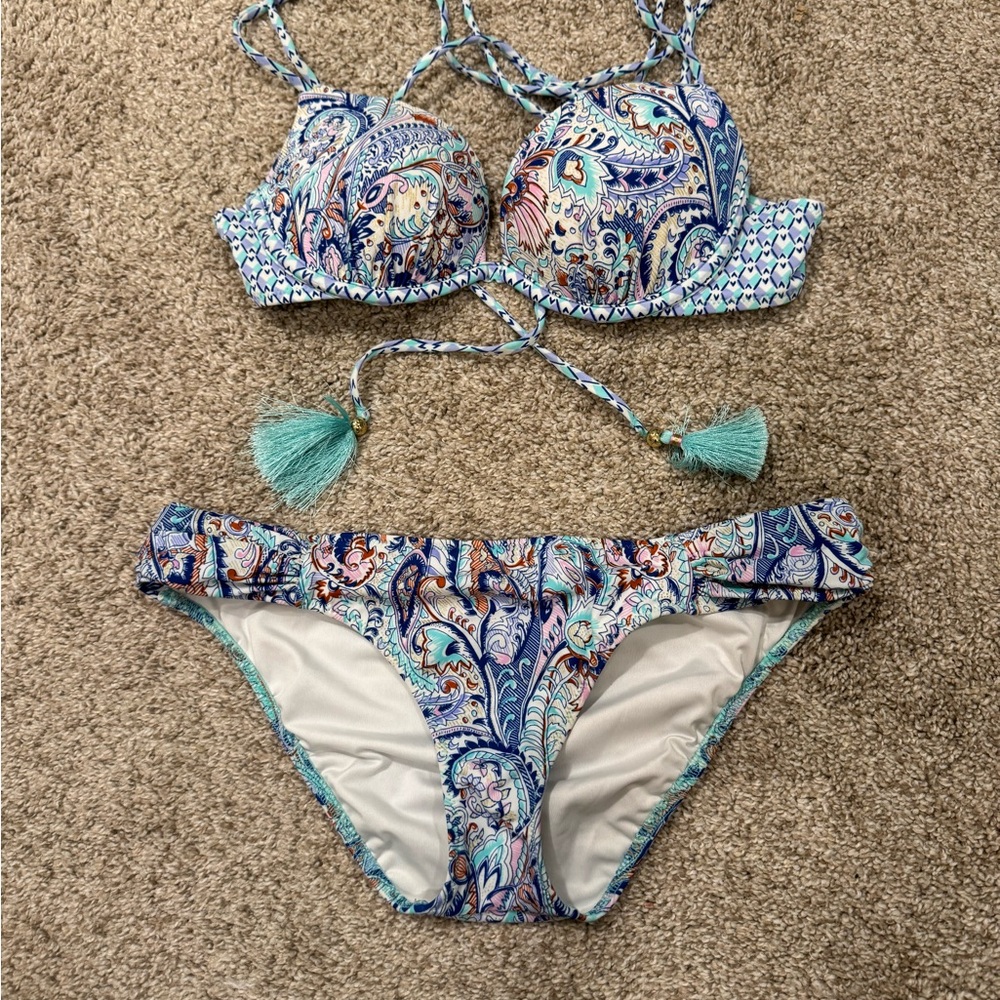Paisley Print Bikini with Tassels